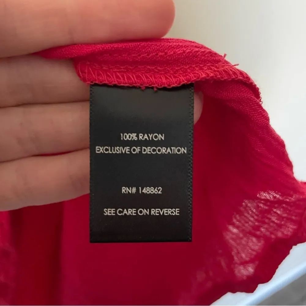 Pink Crinkle Gauze Crochet Detail Top - Image 11