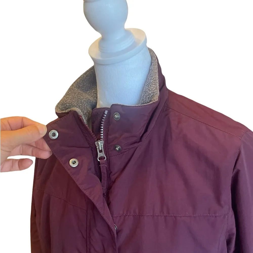 LL Bean Puffer Insulated Fleece Lined Burgundy Winter Coat Womens Size Medium - Image 9