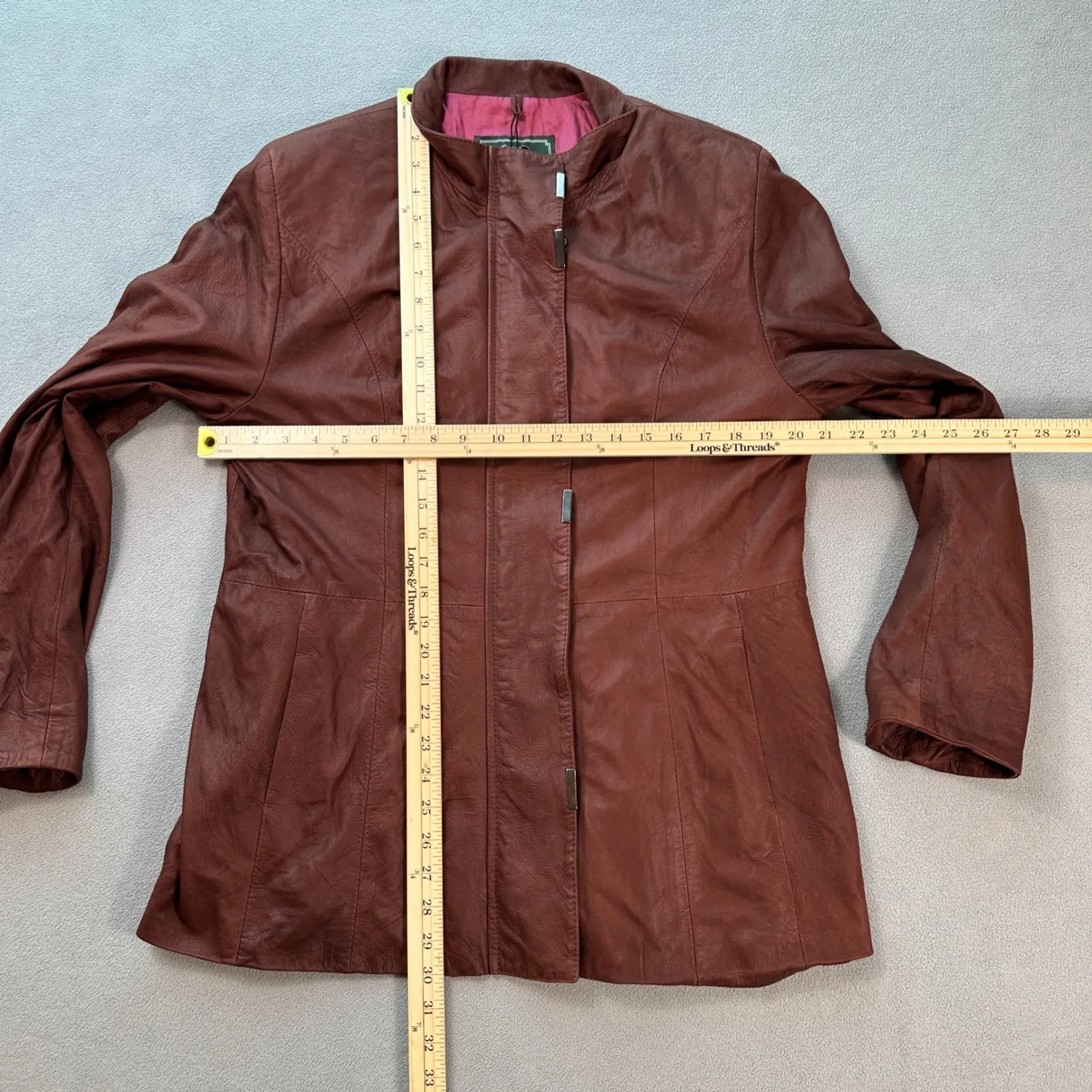 CAESAR Made in Italy Vera Pelle Leather Jacket Women 50 Brown Florentine Tanning Size undefined - Image 4