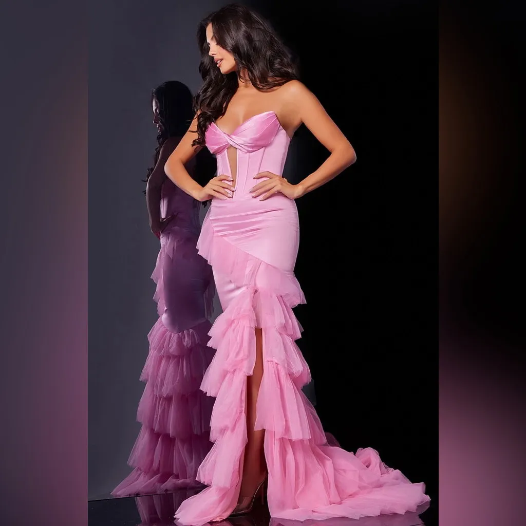 Jovani Strapless Ruffle Tiered Gown D5114 - Image 2