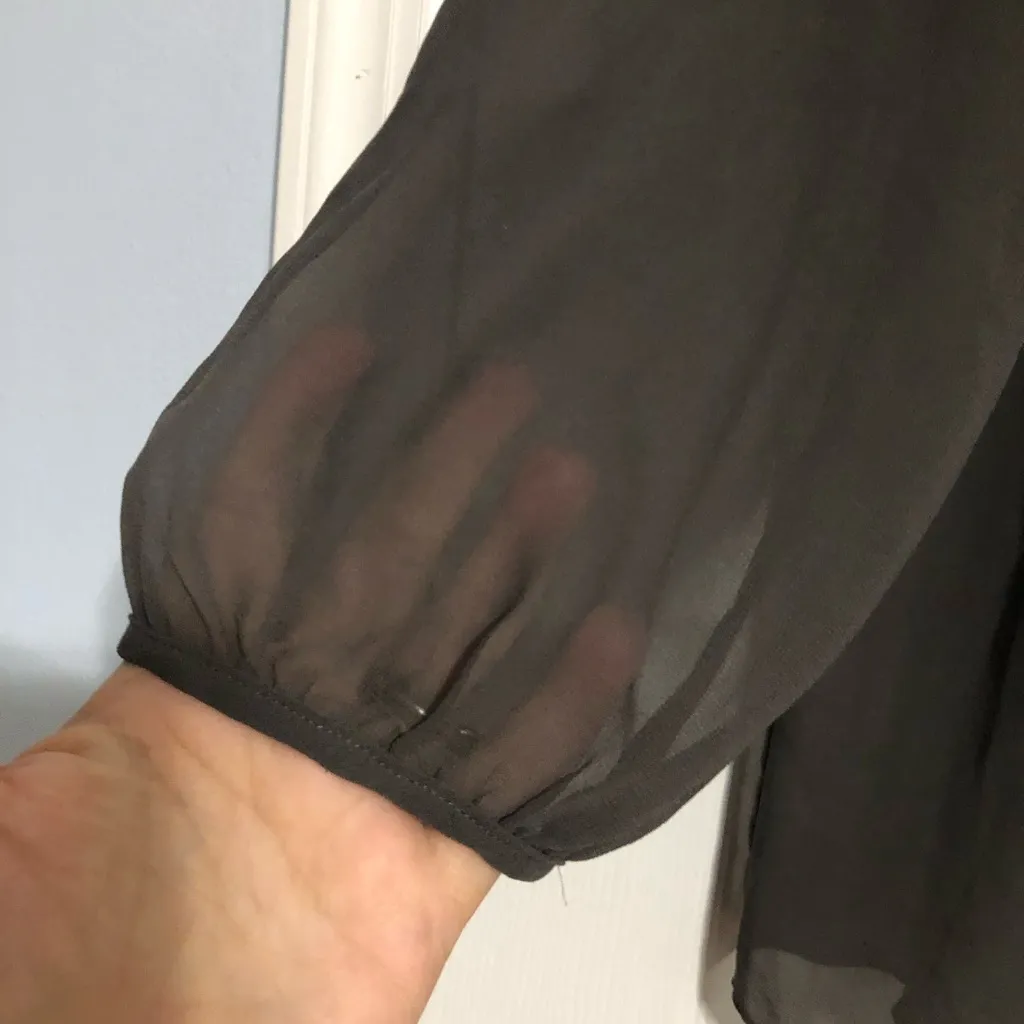 Talbots semi sheer sequined blouse grey‎ women’s size 12 party holiday new years - Image 4