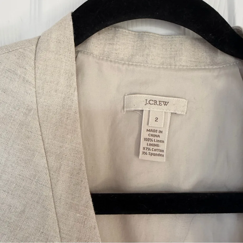 J. Crew Patrice Faux Wrap Dress Beige Linen Size 2 - Image 6