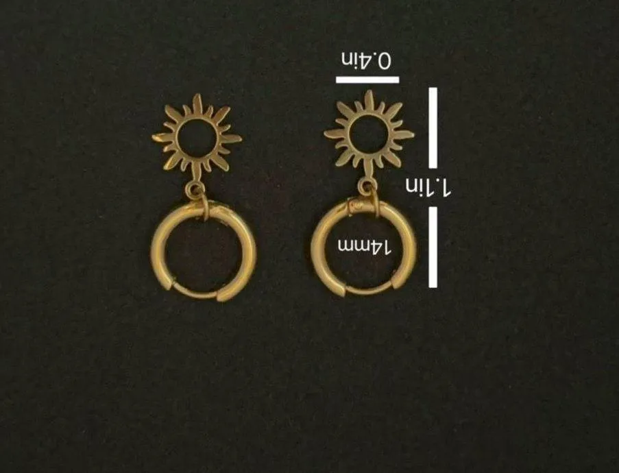 18K Gold Plated Sun Dangle Drop Earrings for Women - Image 5
