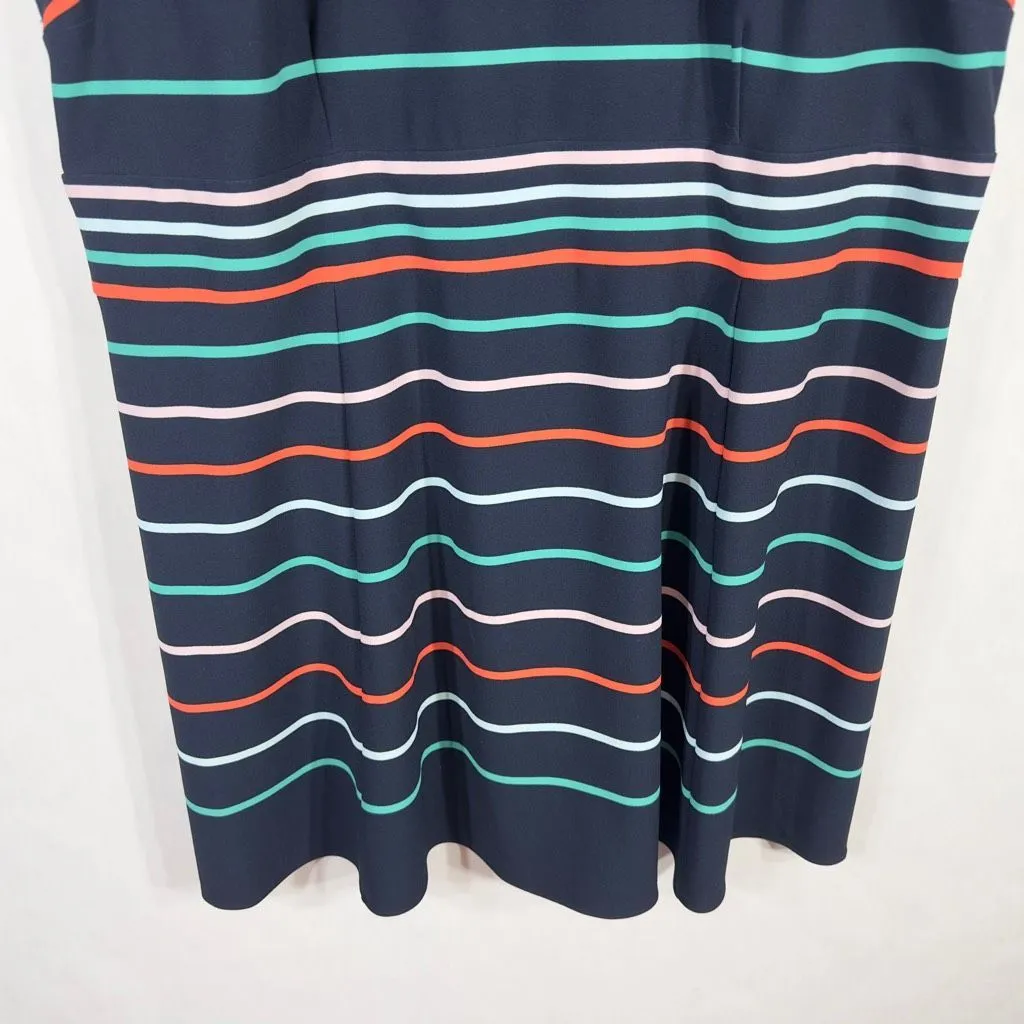 Sandra Darren Plus Size 24W Dress A Line Navy Blue Striped Sleeveless‎ Knee 209 - Image 4