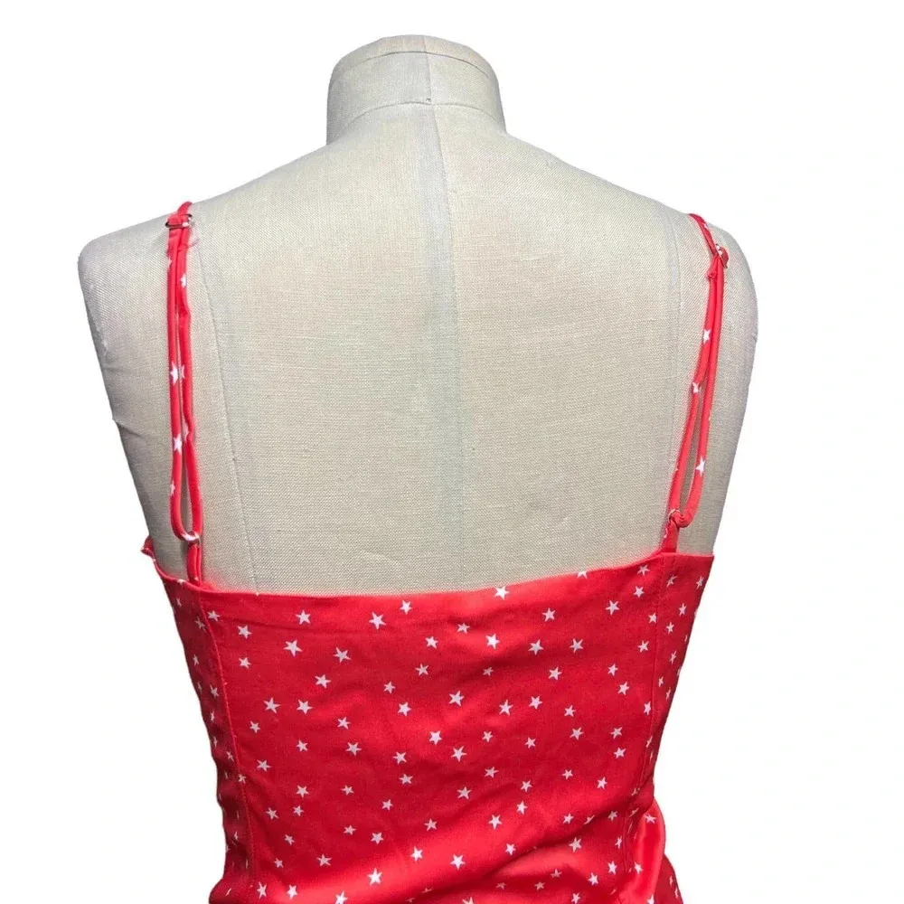 Zara Satin Effect Lace Up Star Bodysuit Red White Size‎ Medium - Image 8