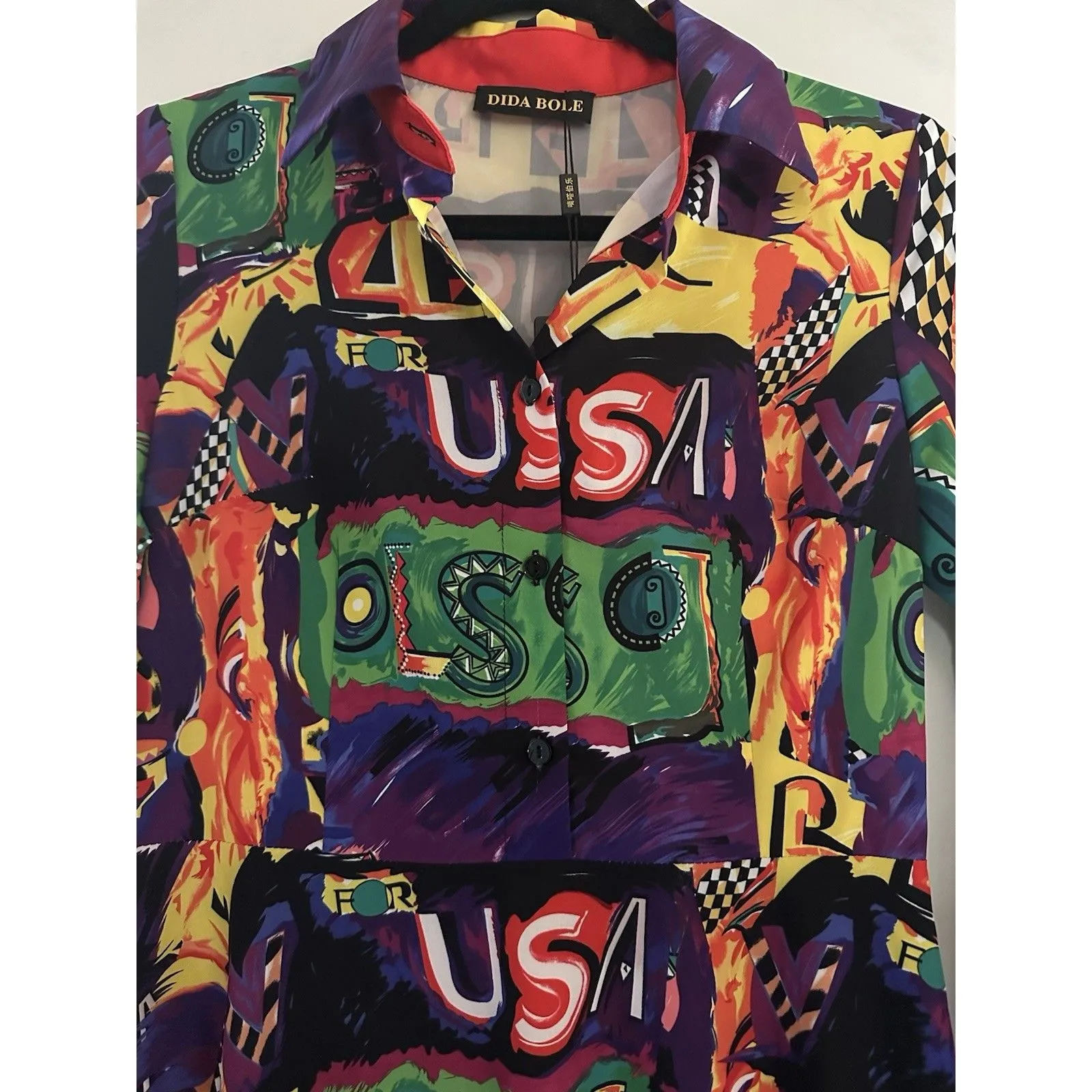Ezpopsy Dida Bole Colorful Pop Art Long Sleeve Shirt Dress America USA Size 6 - Image 3