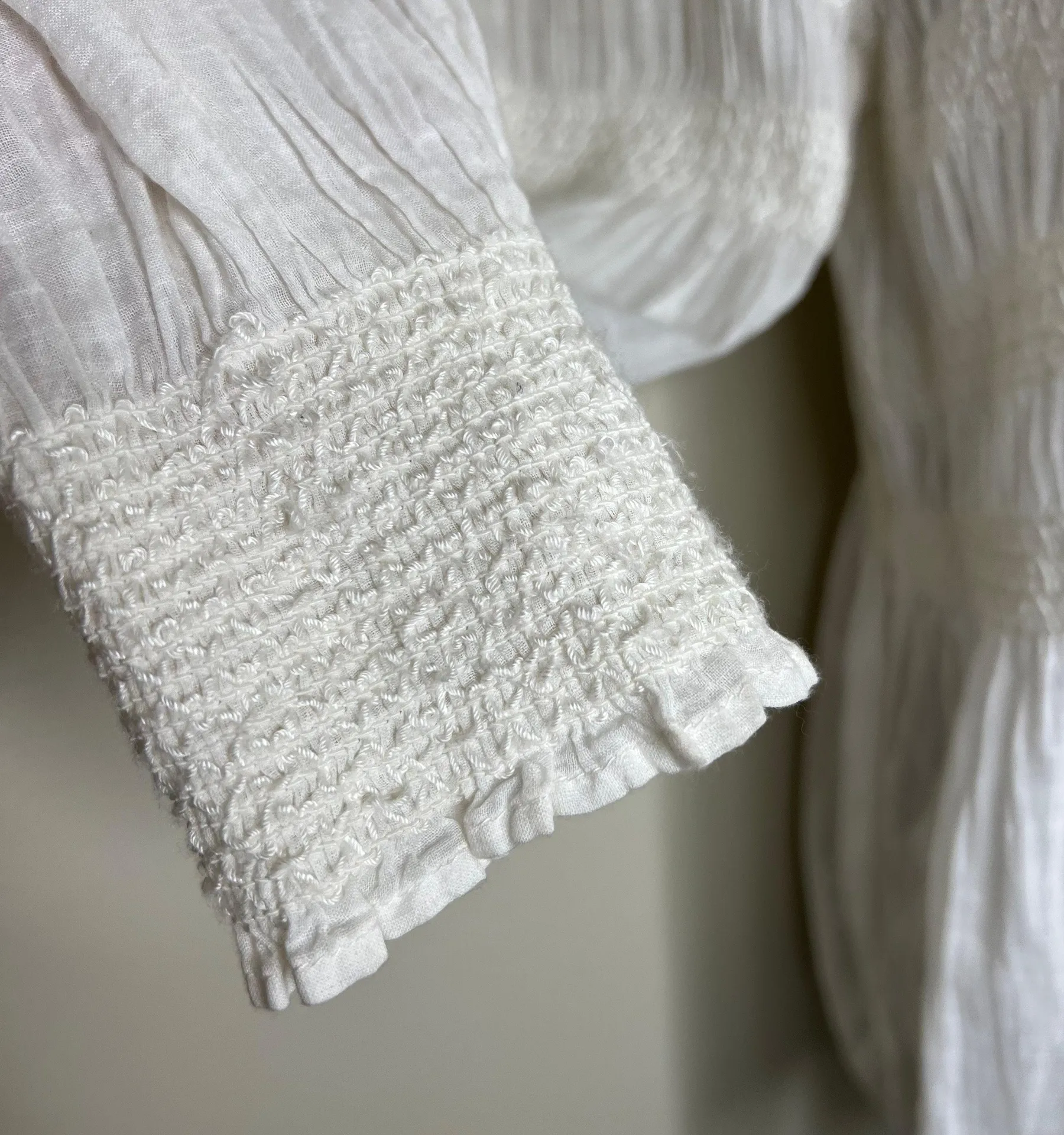 Top S/M Country Victorian Prairie Smocked Peter Pan Collar Gauze - Image 5