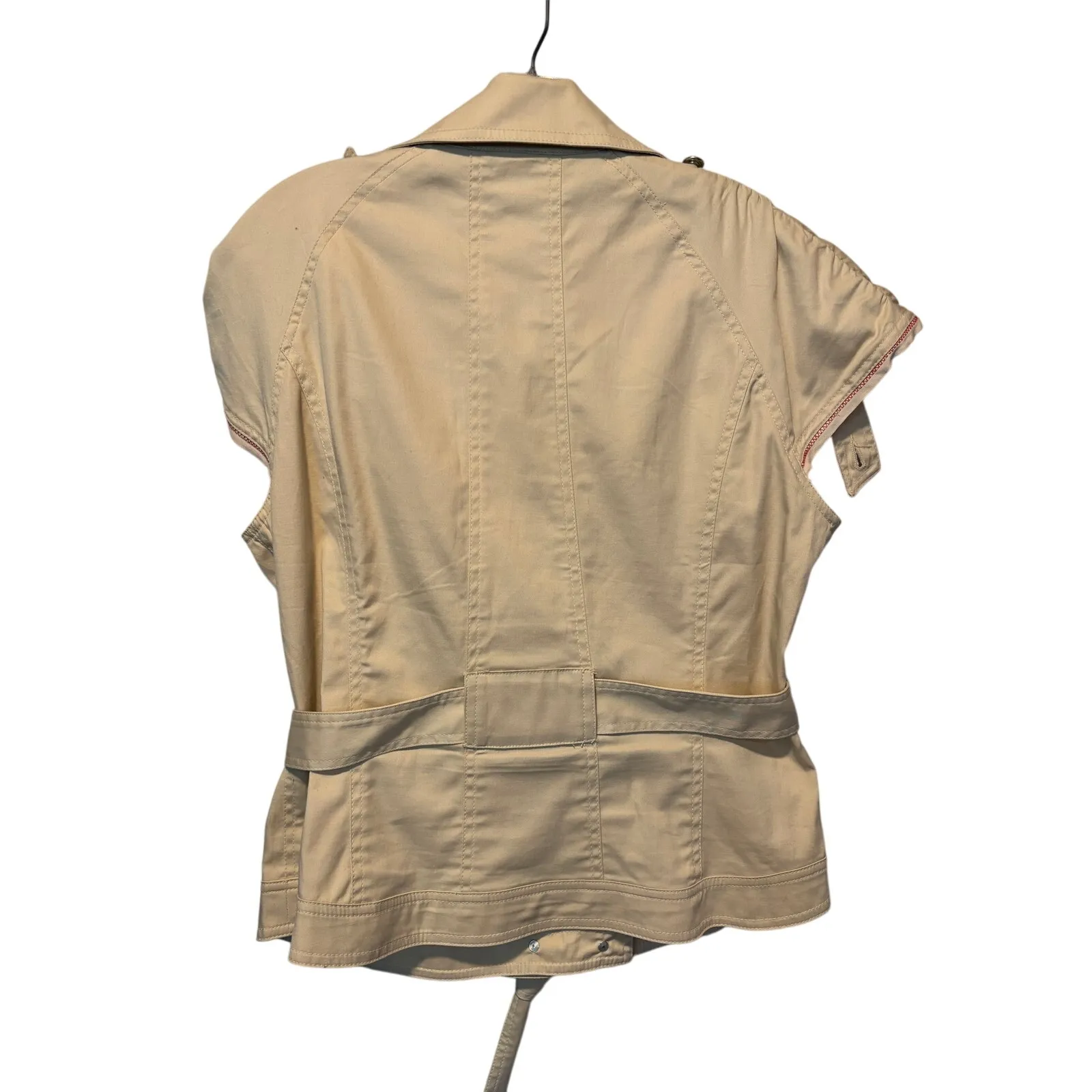 Cache 2 pc Top Vest City Walking Bermuda Safari Short Beige Red Stitching $206 - Image 9