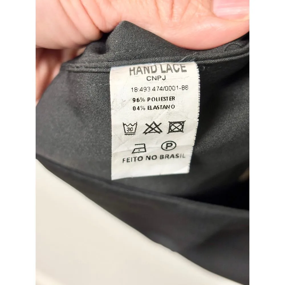 Hand Lace Exponential Sleevless Button Front Cropped Top Black Women's 40 / 6 - Image 4