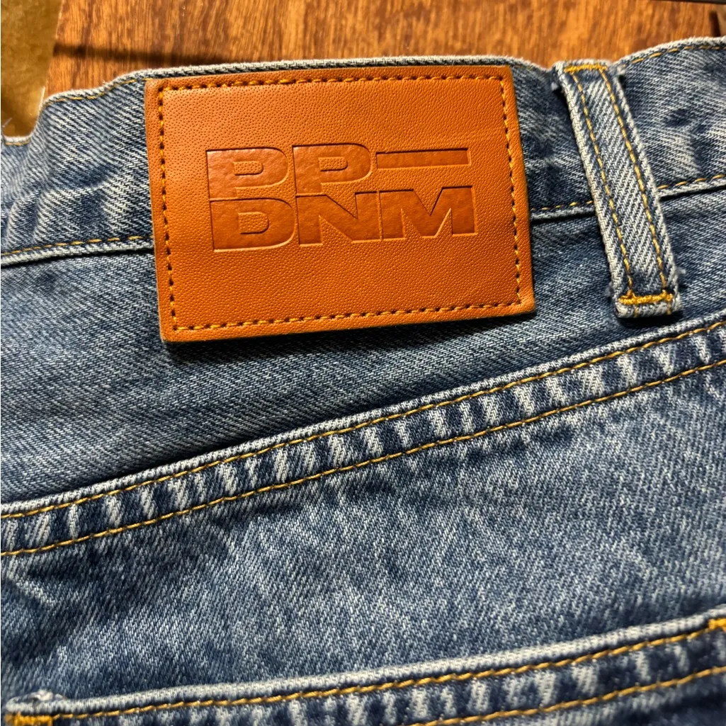 Princess Polly Supercut Low Rise Baggy Pleat Jeans Mid Blue - Image 6