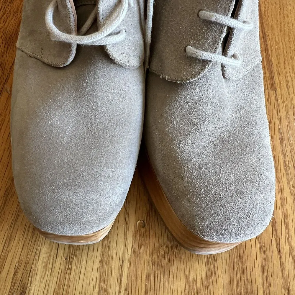 Coclico Vanji Clog Cream Suede Lace Up Heeled Booties Wood‎ Heel Size 6 - Image 10