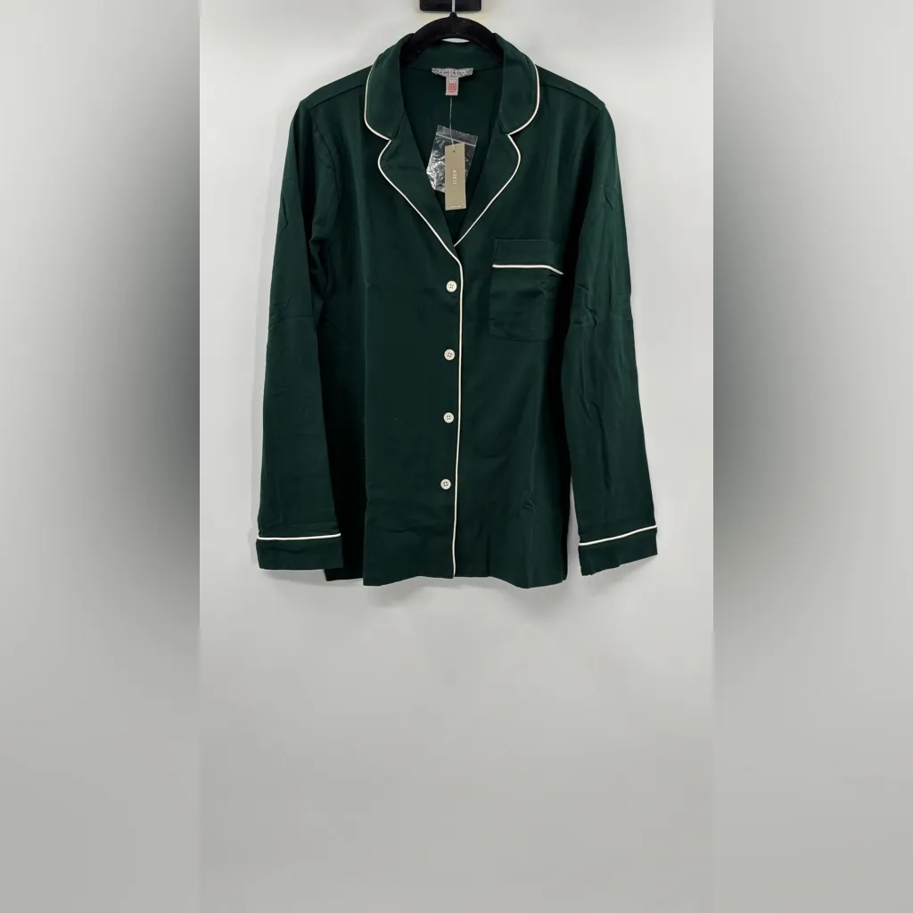 J.Crew Dreamy cotton-blend pajama top Deep Forest - Image 4