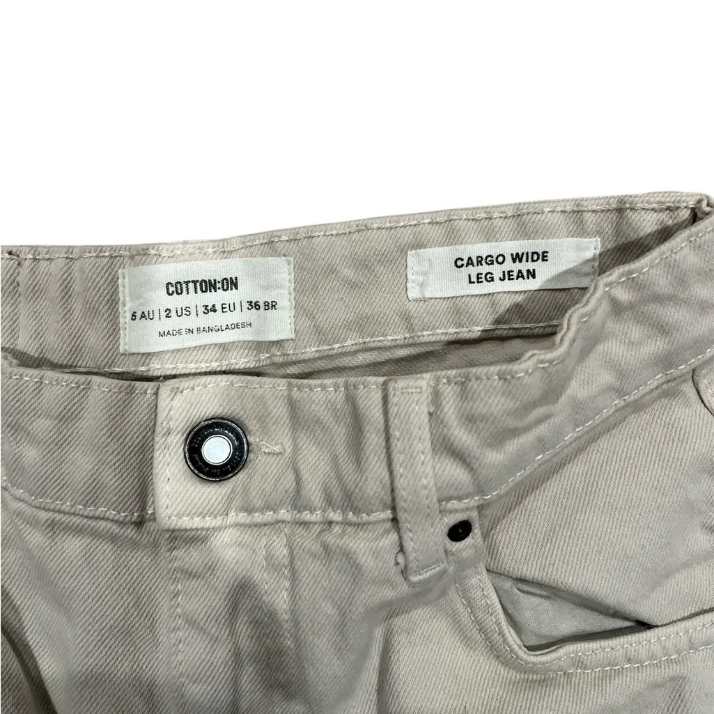 Cotton On Off White Cargo Wide Leg Jeans size 2 - Image 3