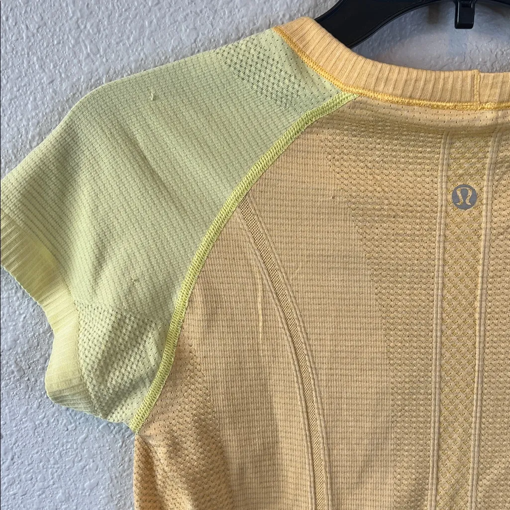 Lululemon Swiftly Tech Short Sleeve Yellow Size 6 *Good/fair condiiton - Image 4