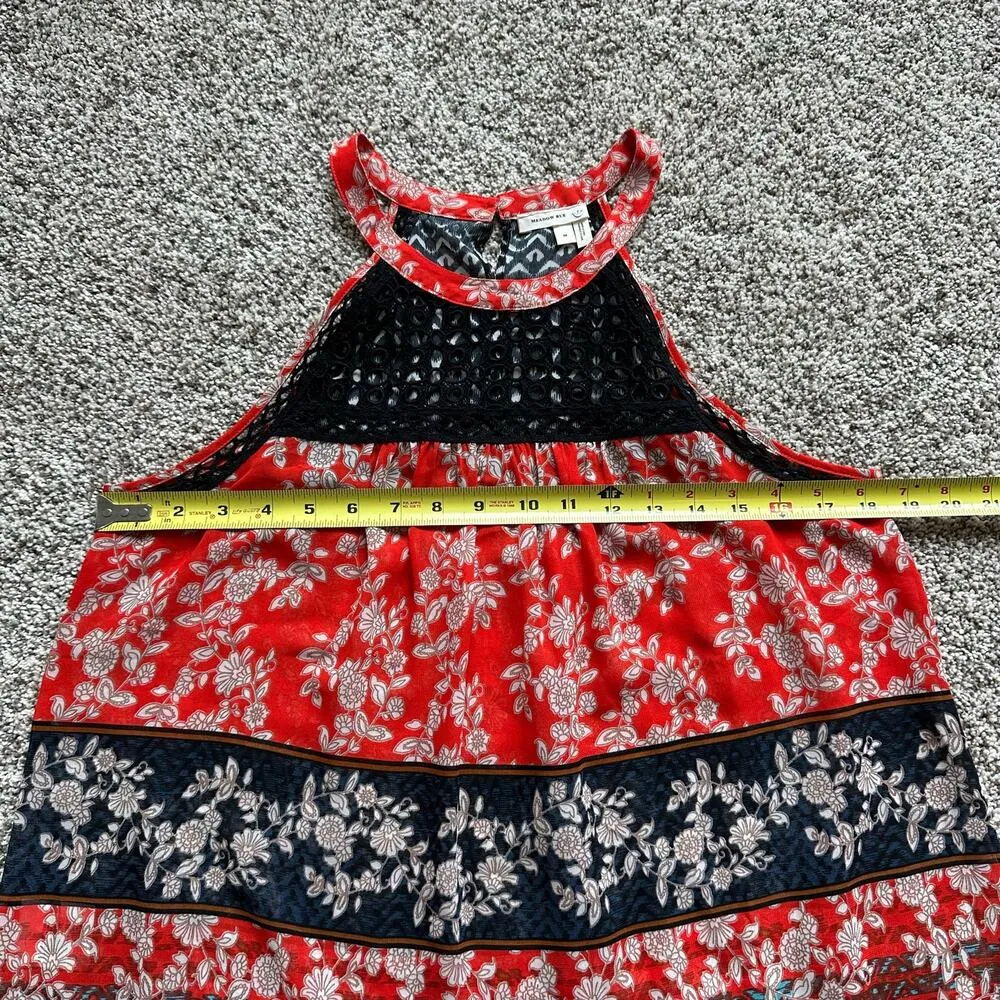 Meadow Rue  black, orange and cream floral sleeveless top size M - Image 11