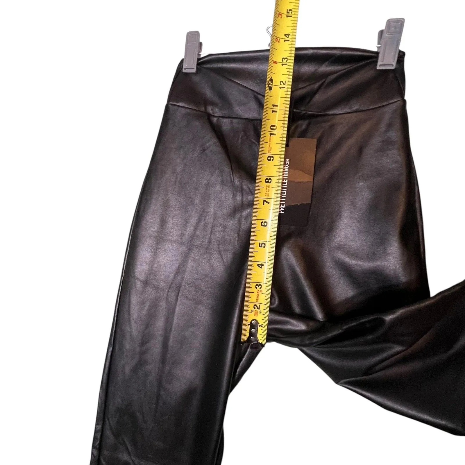 PRETTYLITTLETHING Pants Womens 0 Black Faux Leather High Rise Skinny Jegging - Image 5
