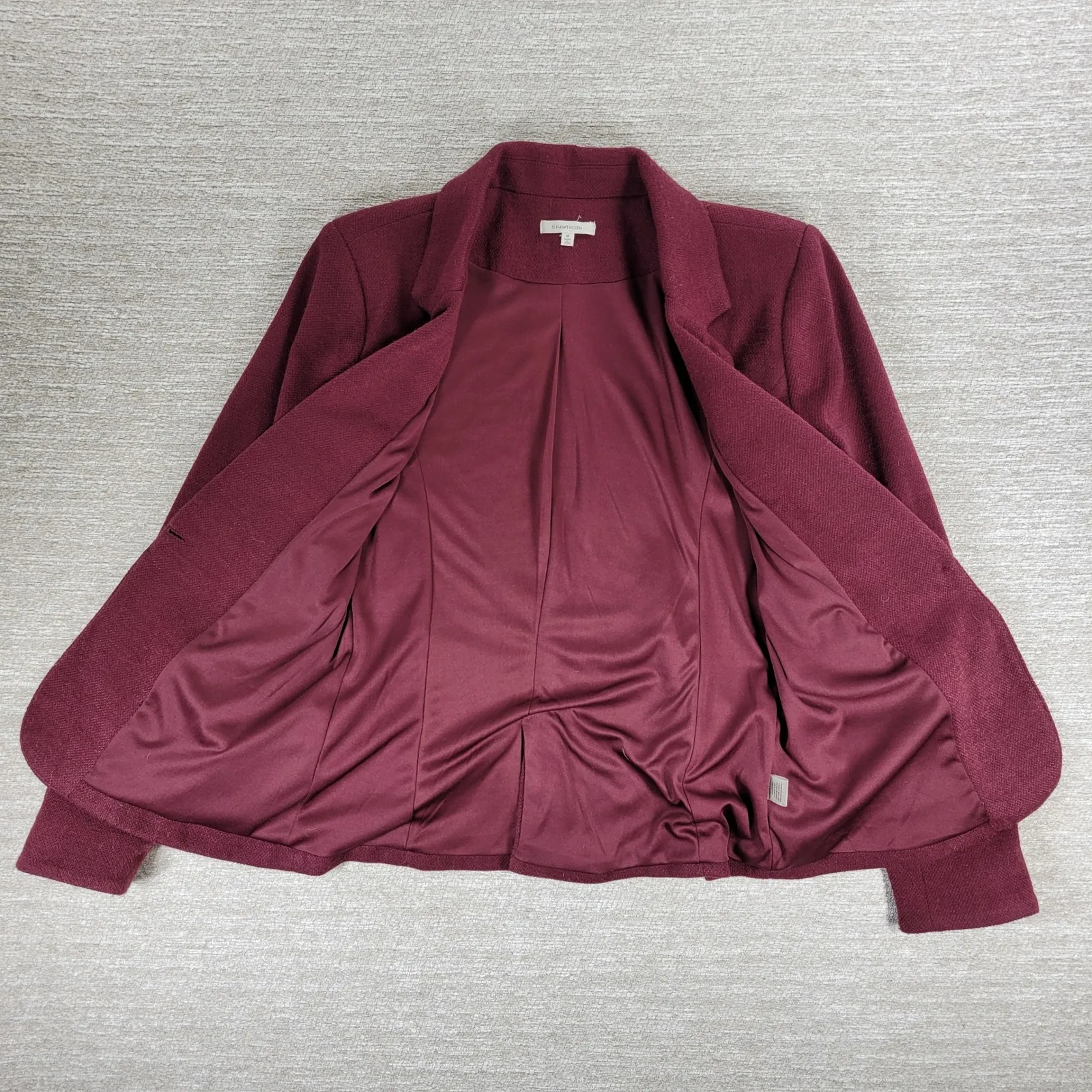 41 Hawthorne Tweed Blazer Womens Medikum Burgundy Jacket Elbow Patches Buttons Red Size M - Image 6