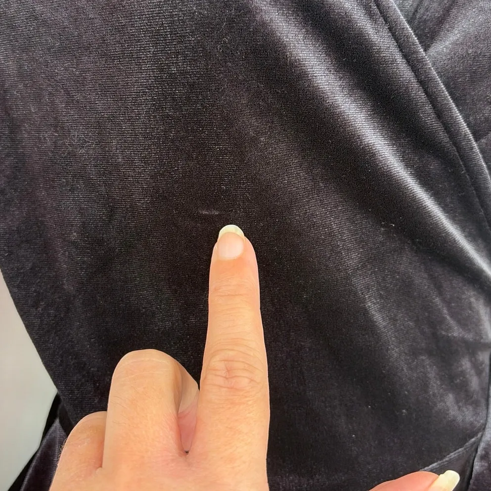 Mi Ami Y2K Velvet Wrap Top Sz S Smocked Coquette Soft Goth Peplum Date Romantic Black - Image 8