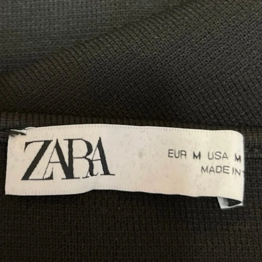 Zara Black Ribbed Knit Stretch Square Neck Long Sleeve Pullover Crop Top Size M - Image 3