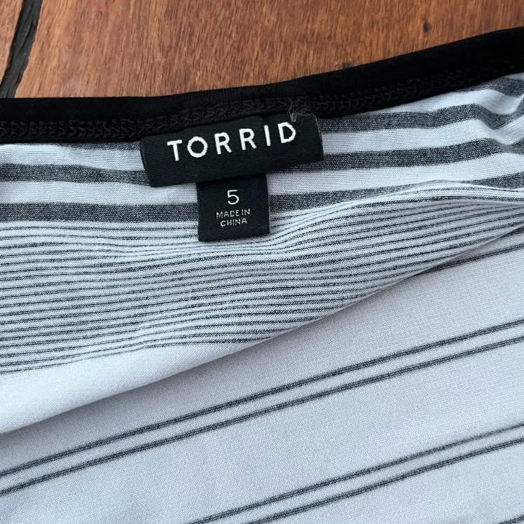 Torrid‎ Black & White Striped Studio Knit High Neck Tank - Image 2