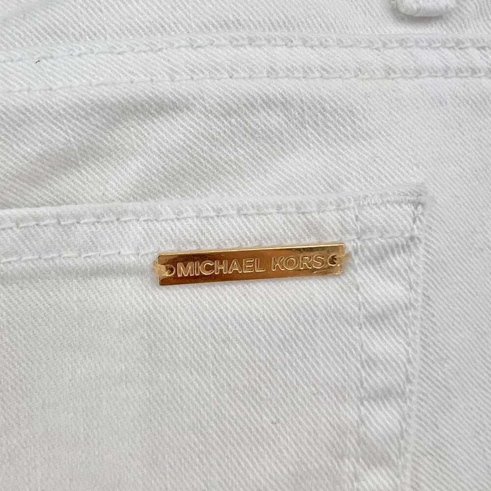 Michael Kors US 4 Womens White Distressed Low Rise Izzy Cropped Skinny Jeans - Image 8