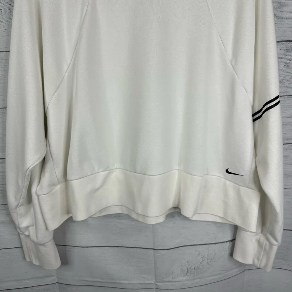 Nike Pro Womens size XL Dri-FIT Get Fit Crew Sweatshirt Cropped dd1955 White - Image 4