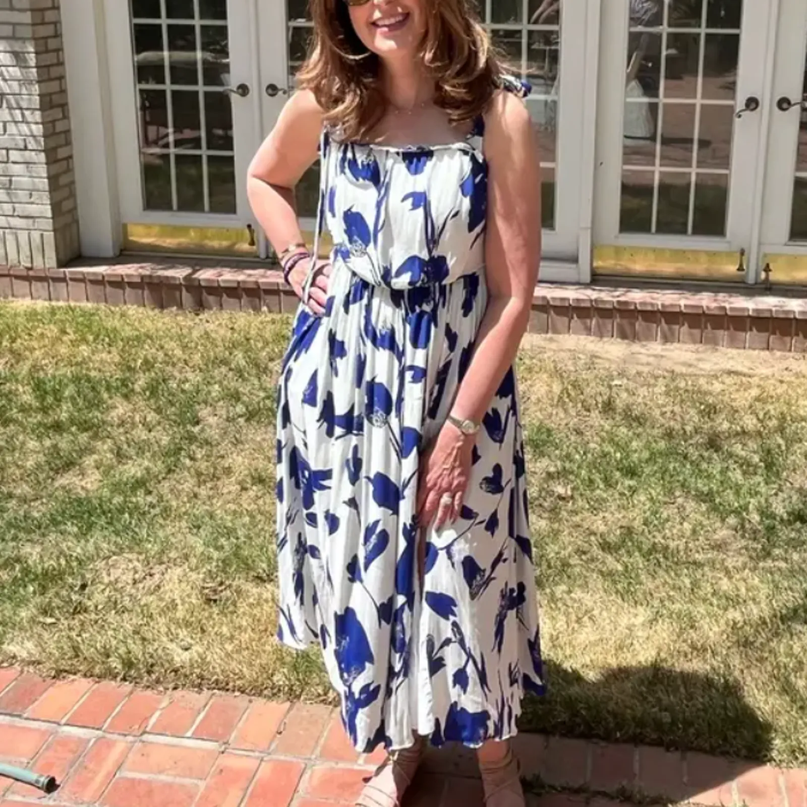 Jason Wu Floral Tiered Ruffle Midi Sundress Dress SIZE 10 Blue Designer $345 - Image 6