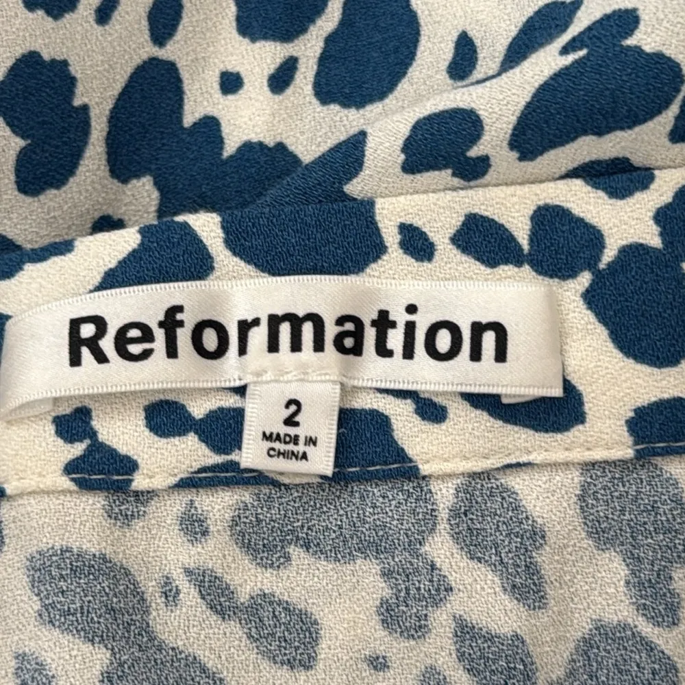 Reformation Rainey Blue & Ivory Bea Skirt - Image 3