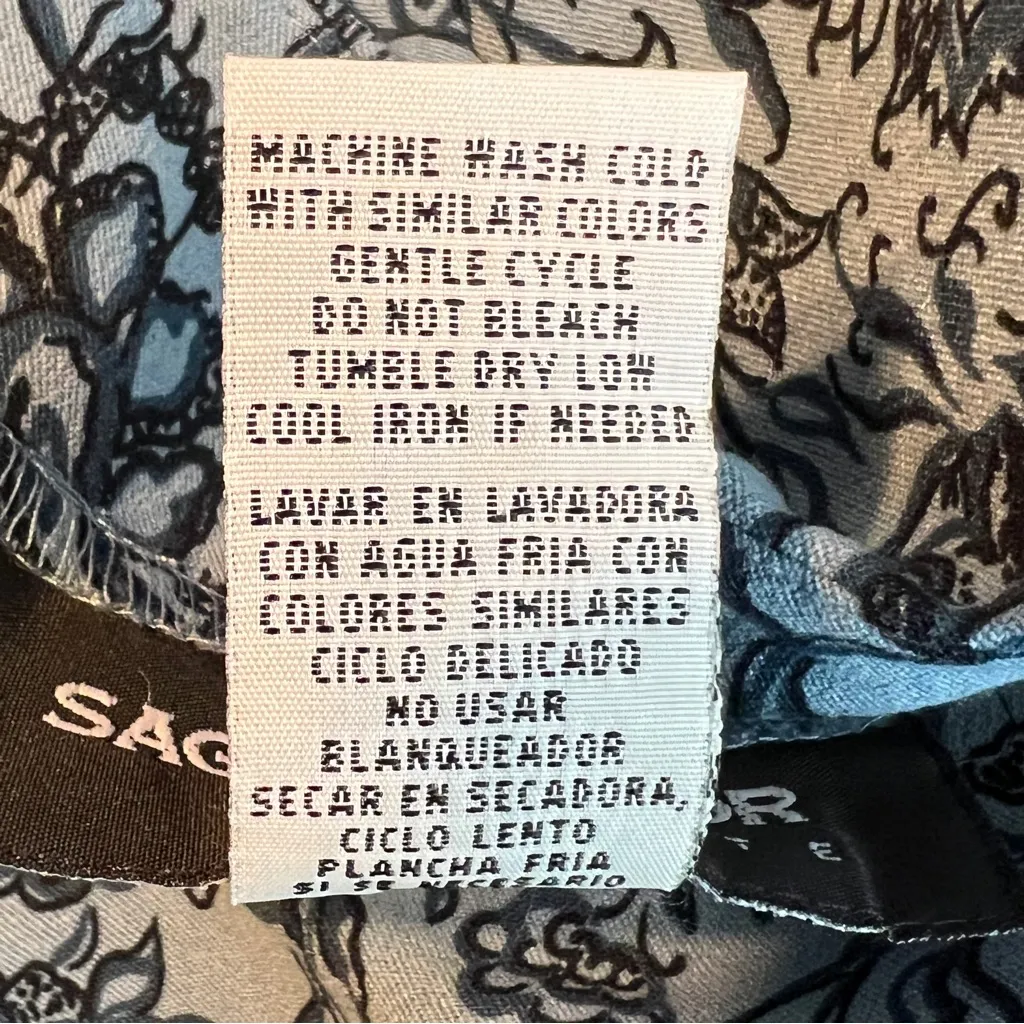 Sag Harbor Petite Size 8 Floral Blue Skirt Back Zipper Flawed Hem is not sewn - Image 9