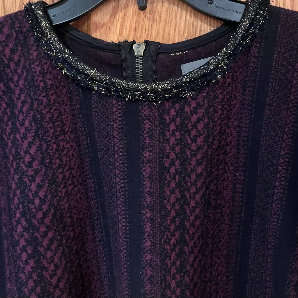 Cynthia Vincent Knits Metallic Trim Boxy Sweater Top Purple & Black‎ Vintage Size L - Image 7
