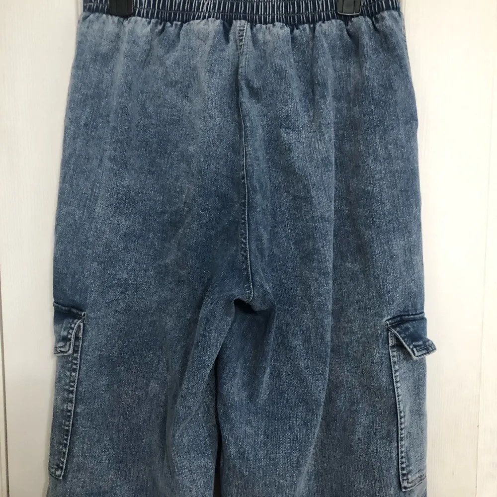 Graffiti wide leg cargo square pocket y2k 90s jeans women’s size medium festival Blue - Image 9
