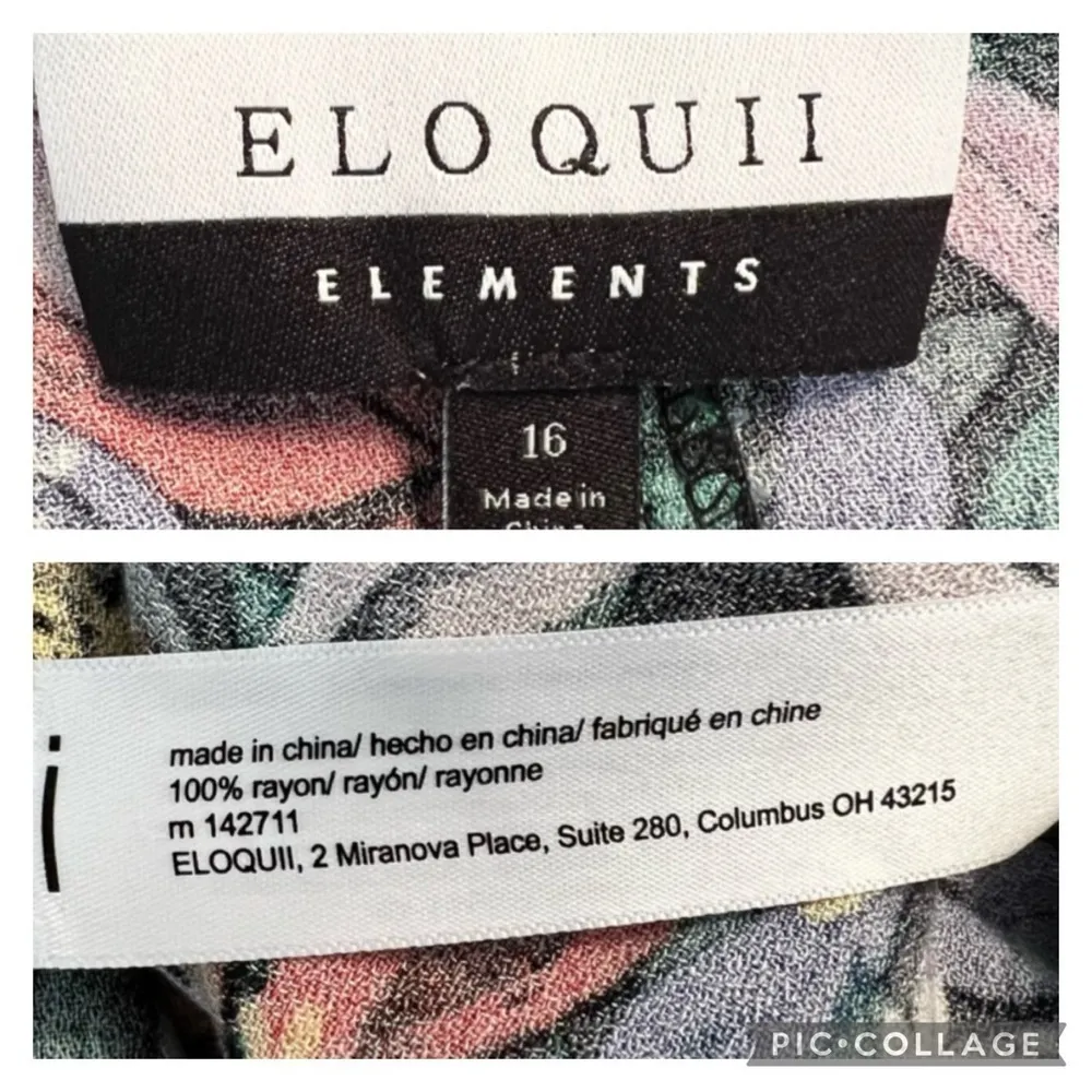 Eloquii Elements Dress 16 Floral Print Blue Red Keyhole V-Neck Party Garden Work - Image 17