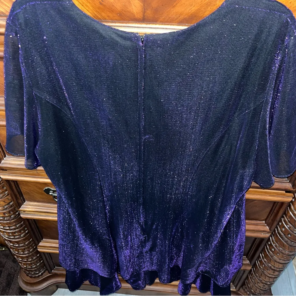 More Jazz A Chorus Line Co. Purple Shimmer & Sparkle Layered Tunic 23” P2P Black Size 18 - Image 4