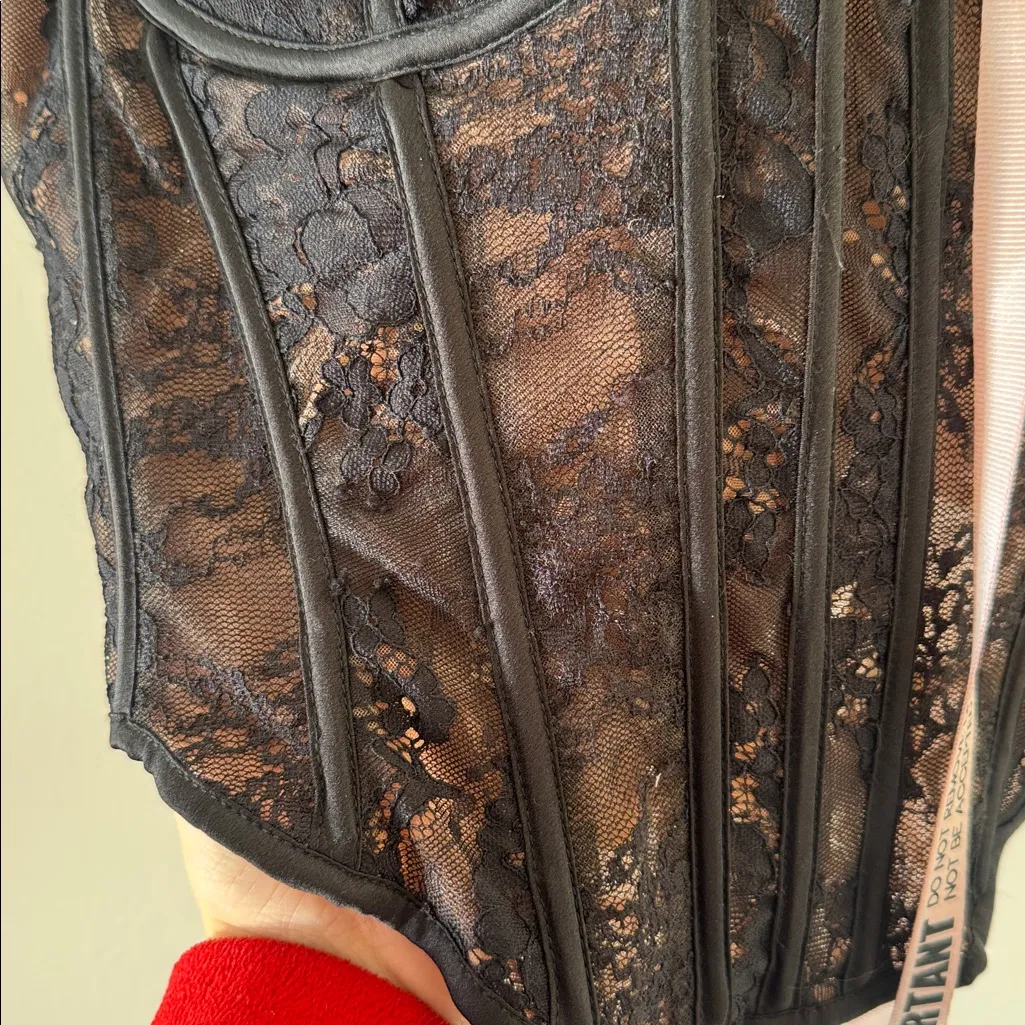 House of CB LISETTE Black Lace Corset Top, Size Large Fuller cup $179 - Image 11