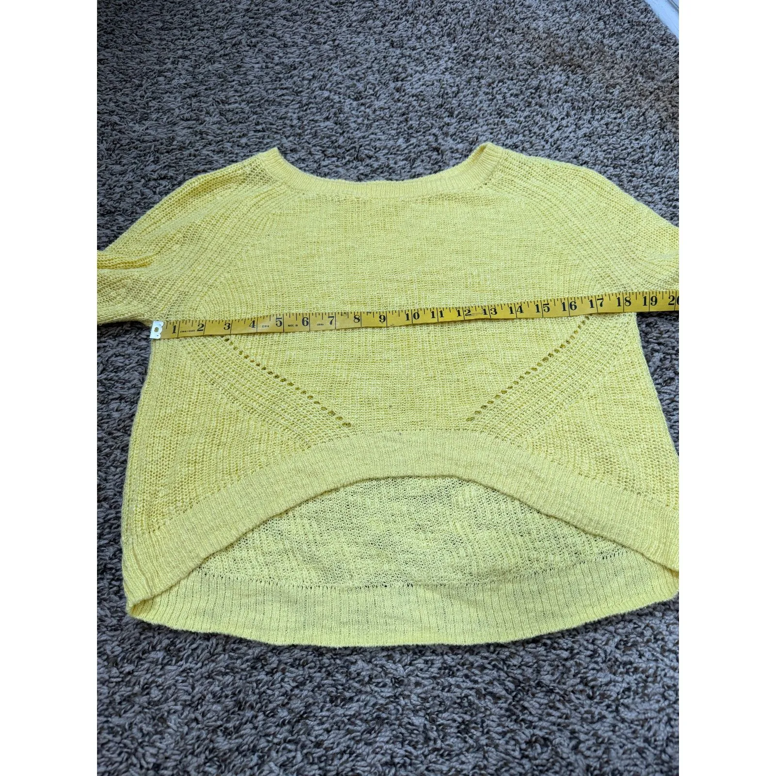 Anthropologie Moth Yellow Cropped Sweater Womens Sz S 100% Cotton Natural - Image 6