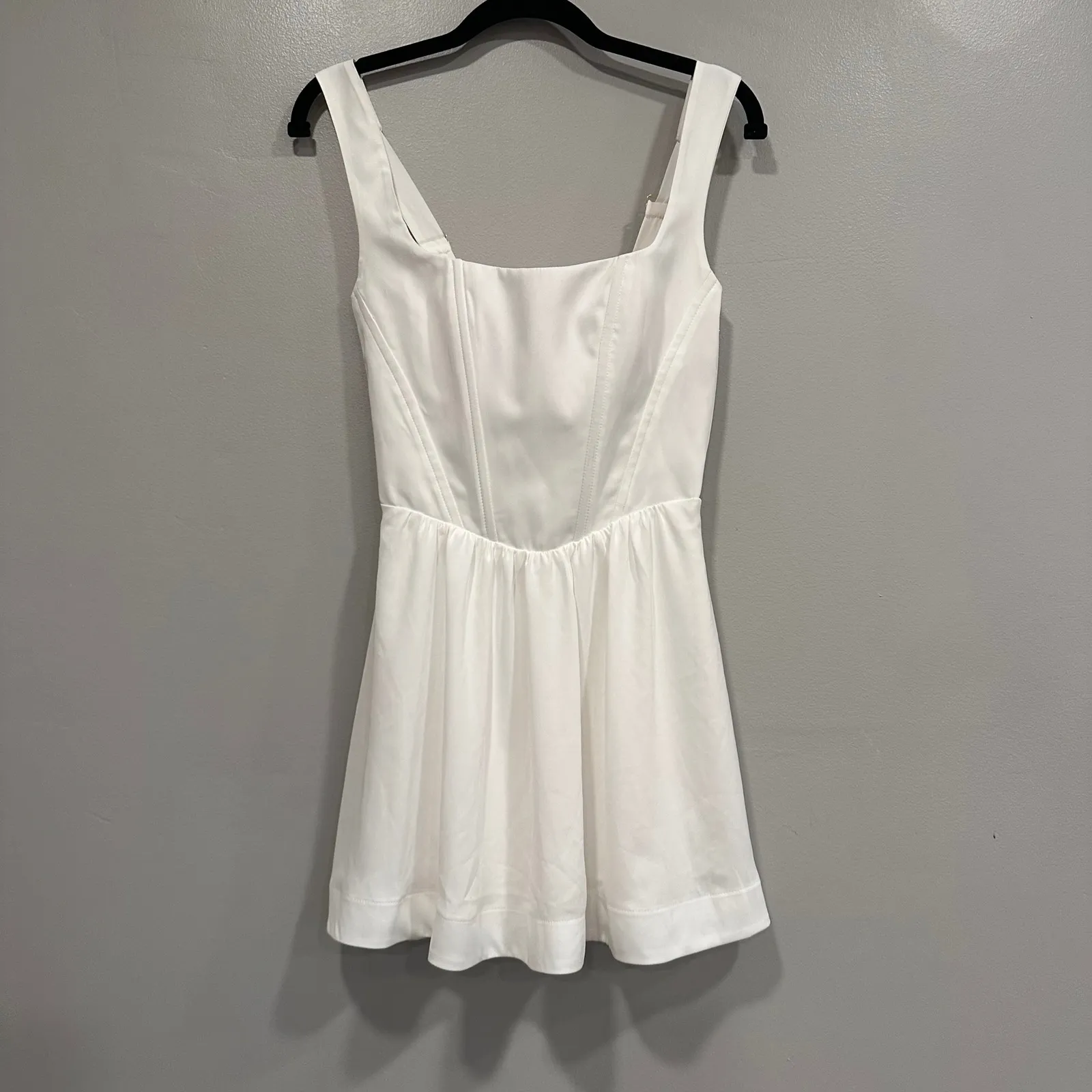 Show Me Your Mumu Nina White Corset Smocked Back Mini Dress Size S Coquette - Image 2