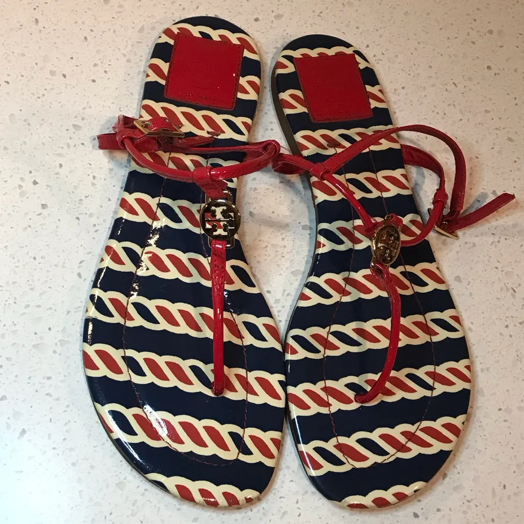 Tory Burch Red and Navy Sandals - Image 13