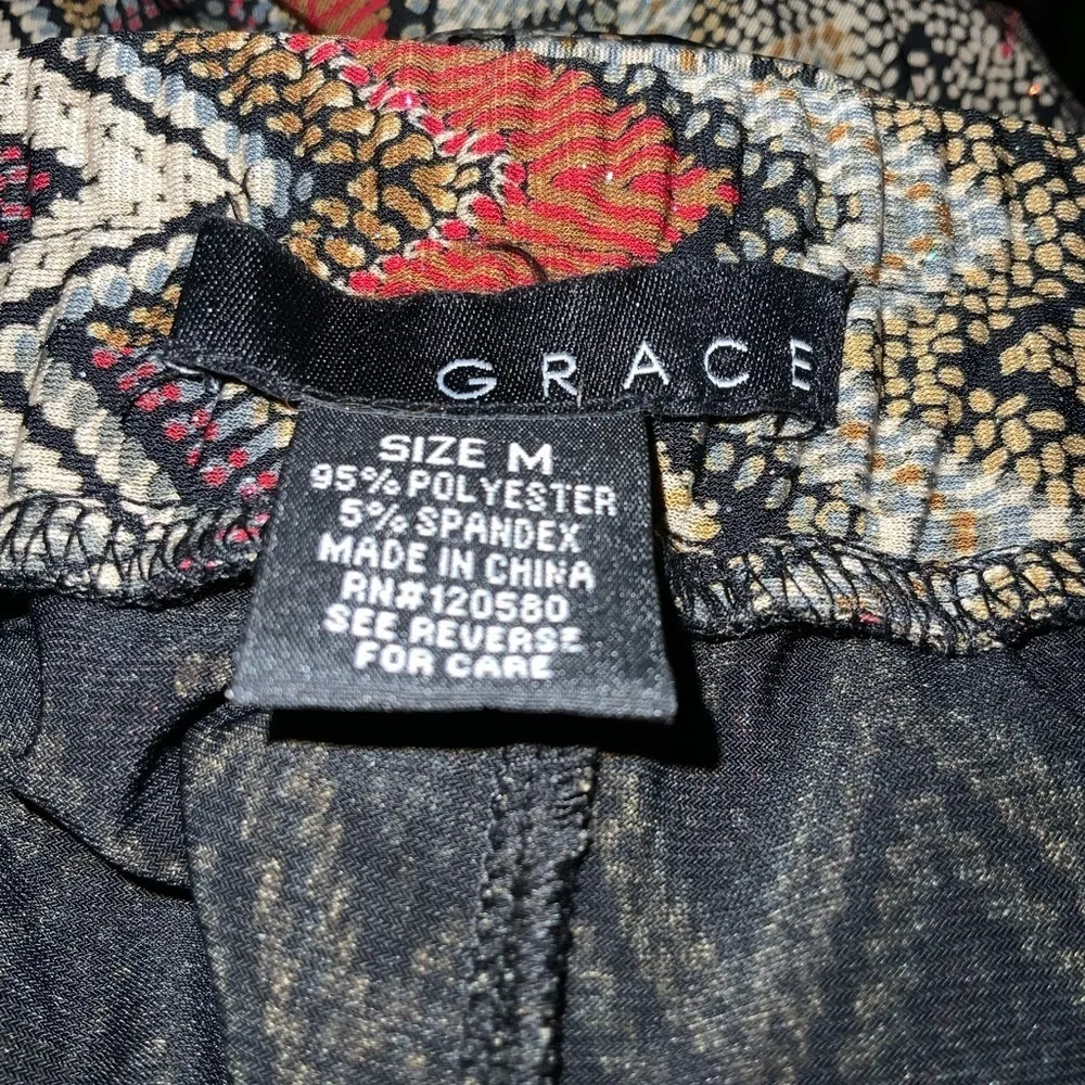 Grace Multicolor Chevron Retro Print Metallic Accents Full Casual Career Skirt M Size M - Image 7