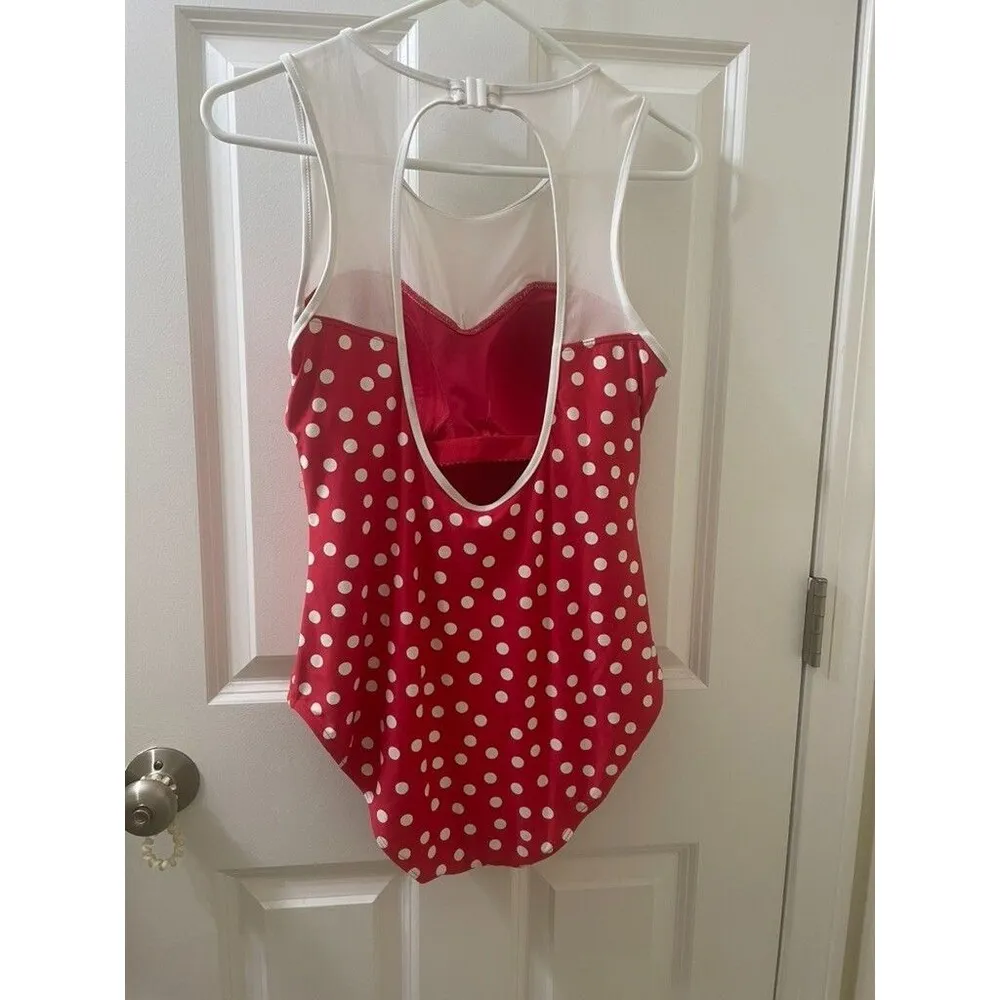 Niptuck Multifit Cup Red Polka Dot Ruched One Piece Swim Bathing Suit Pinup 10 - Image 6