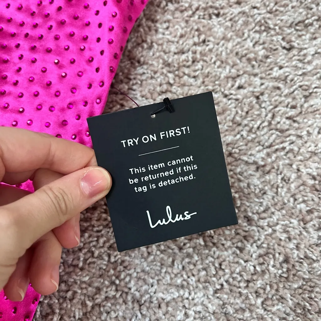 Lulu’s Radiant Satin Rhinestone Maxi Dress Pink - Image 3