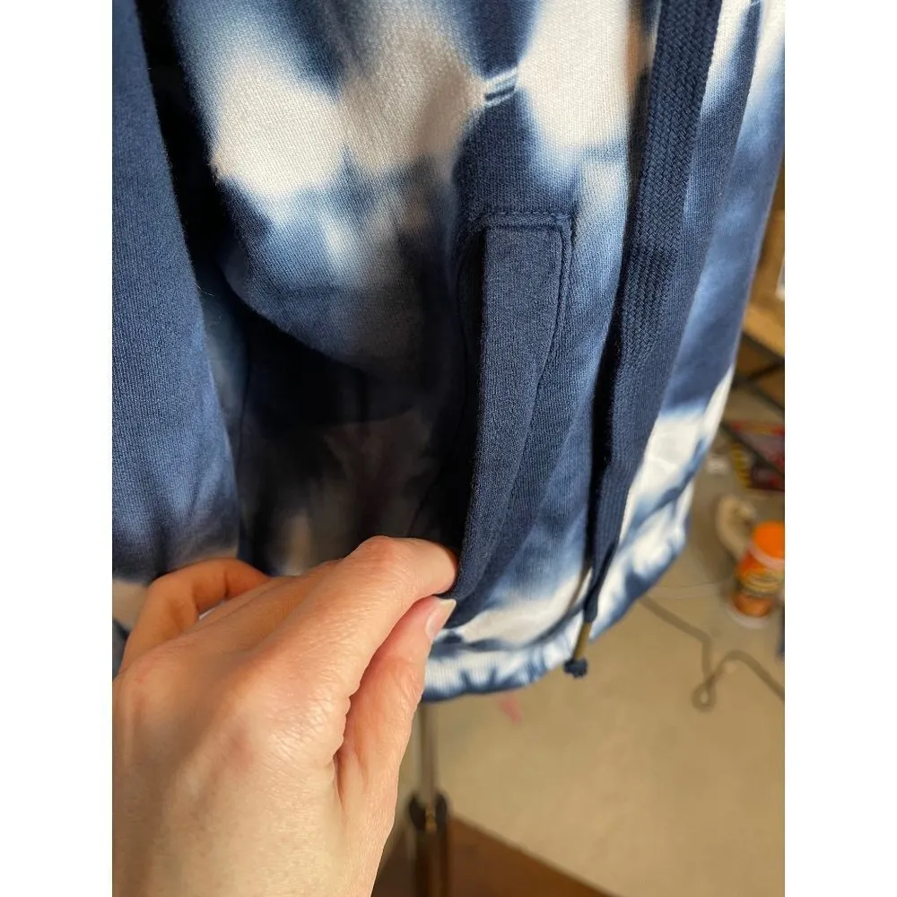 Young Fabulous & Broke Piper Blue Tie Dye Cowl Neck Hooded Pullover Sweatshirt S - Image 6