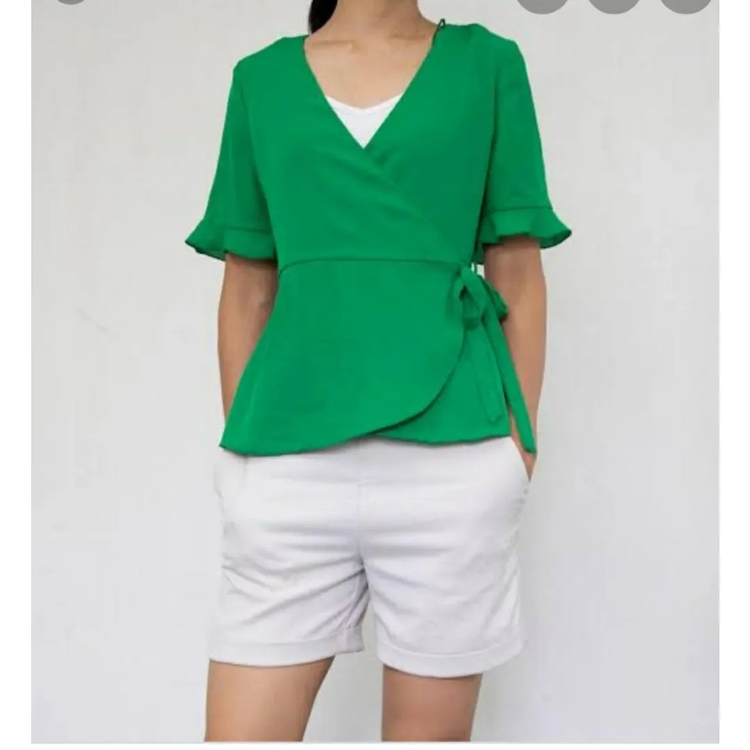 ZARA Trafaluc Green Wrap‎ Blouse - XS EUC - Image 10