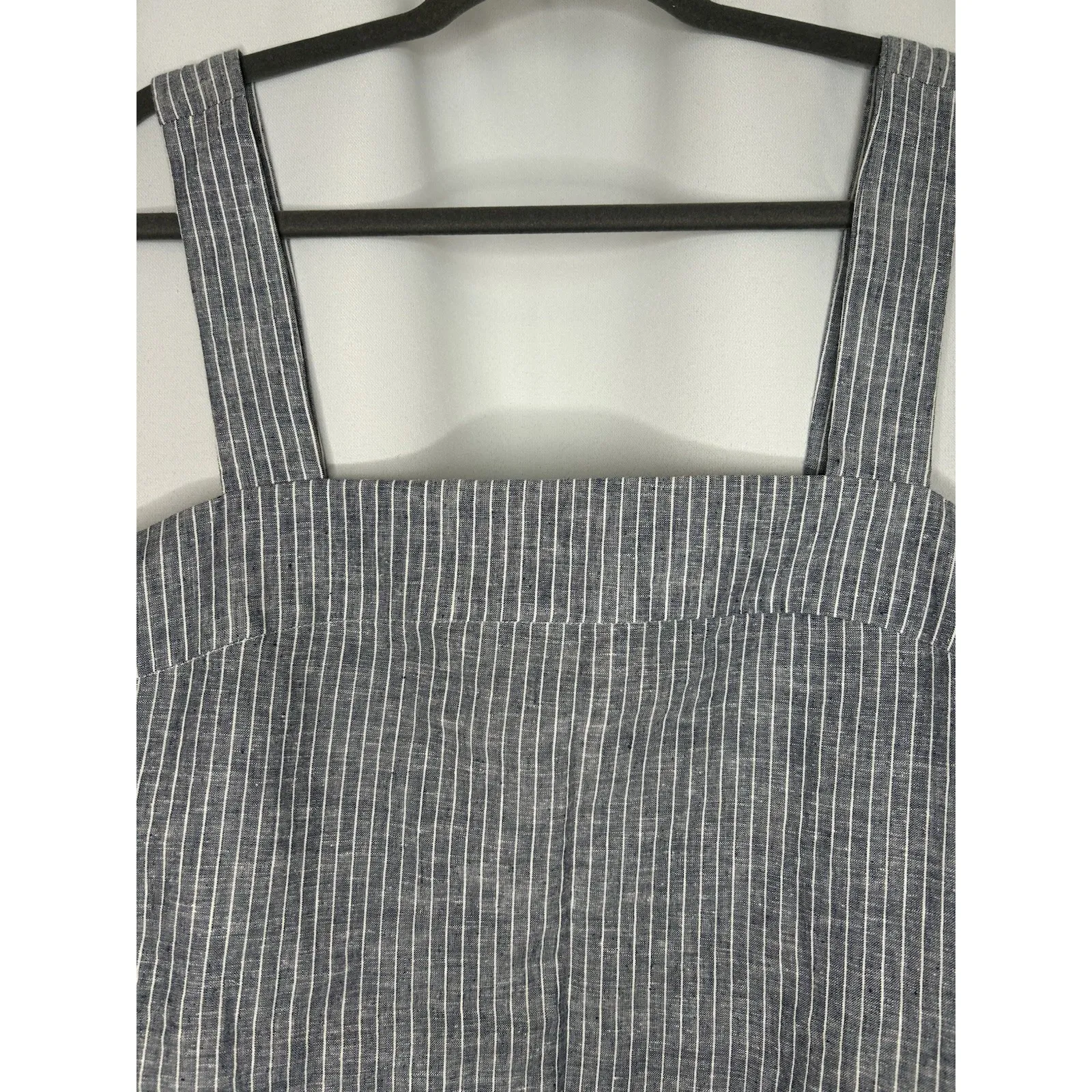 Antonio Melani Size 14 Denim Blue White Striped Linen Tank Top Summer Side Zip‎ - Image 2