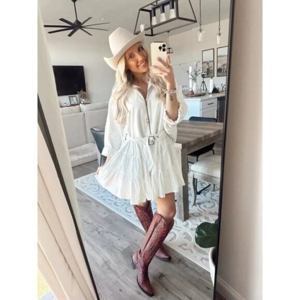 FREE PEOPLE Sachi Long Sleeve Ruffle Minidress in Ivory Size Large NWT - Image 2
