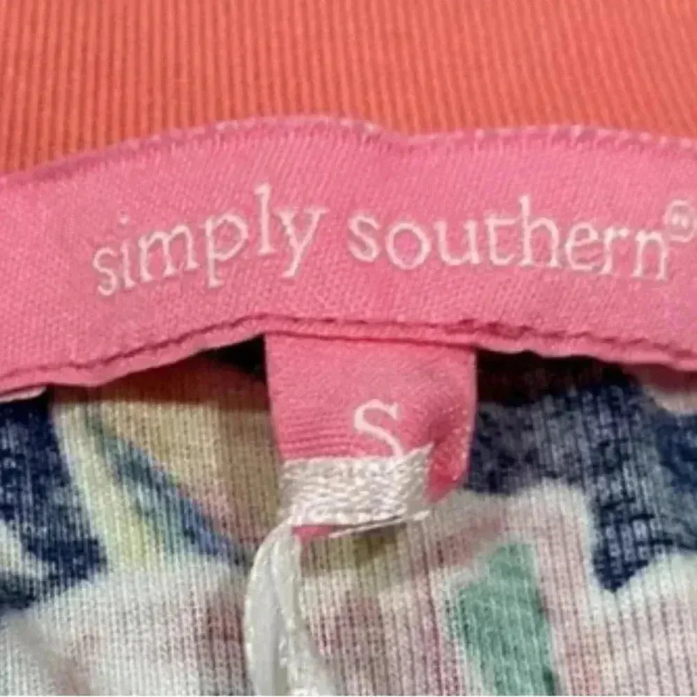 NWT SIMPLY SOUTHERN Tank Top Women's Small Coral Pink Graphic Floral - Image 6