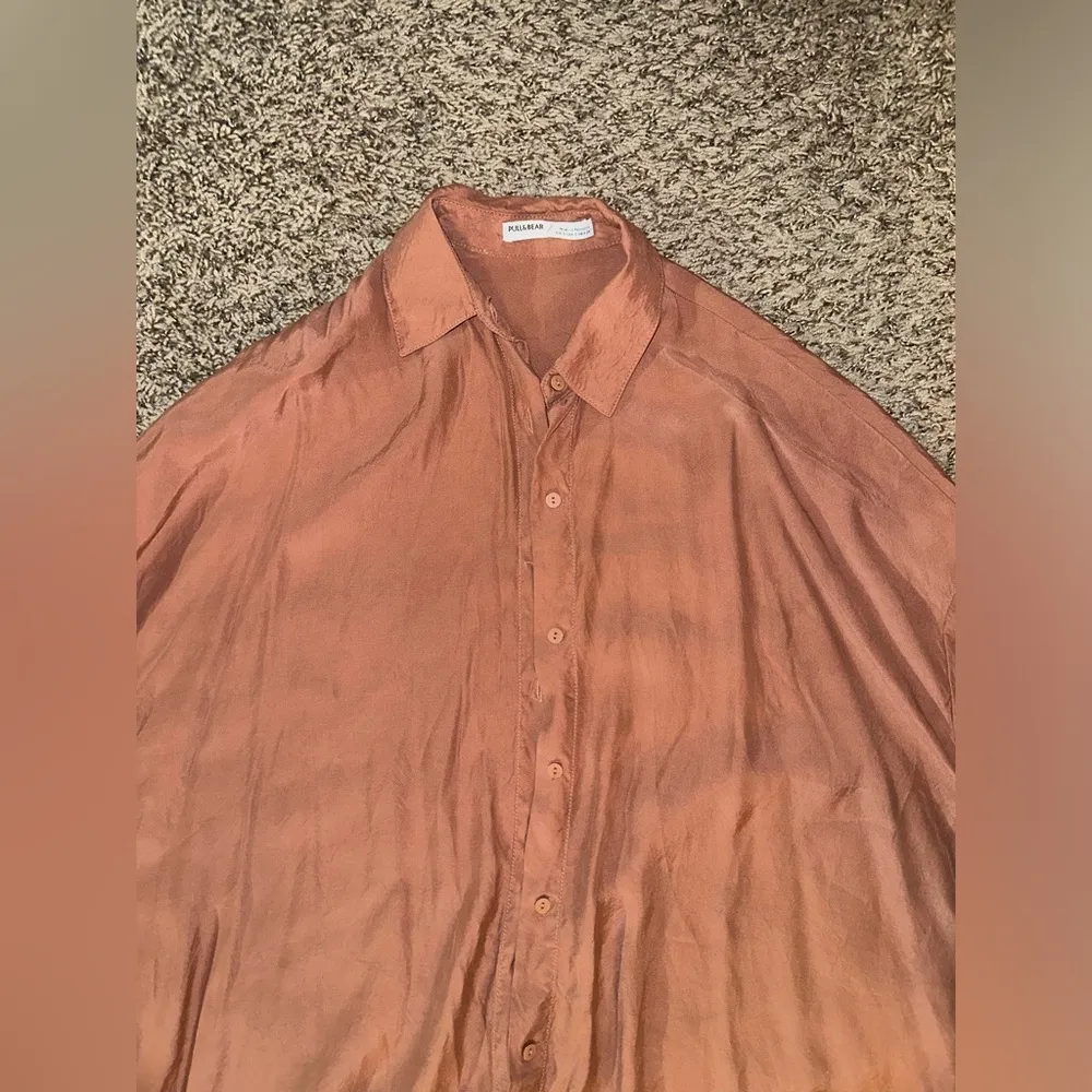 PULL AND BEAR rose gold shirt dress / blouse - Image 2
