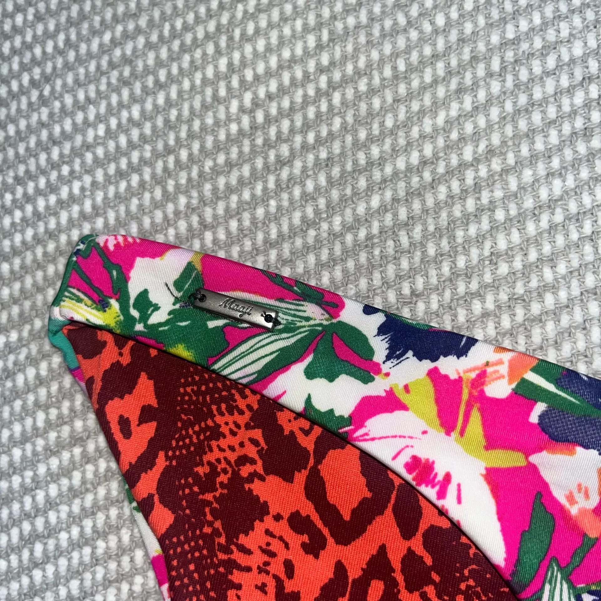 Maaji Pink Floral Zinnia Journey Reversible Bikini Bottom Orange Animal Sz M - Image 4