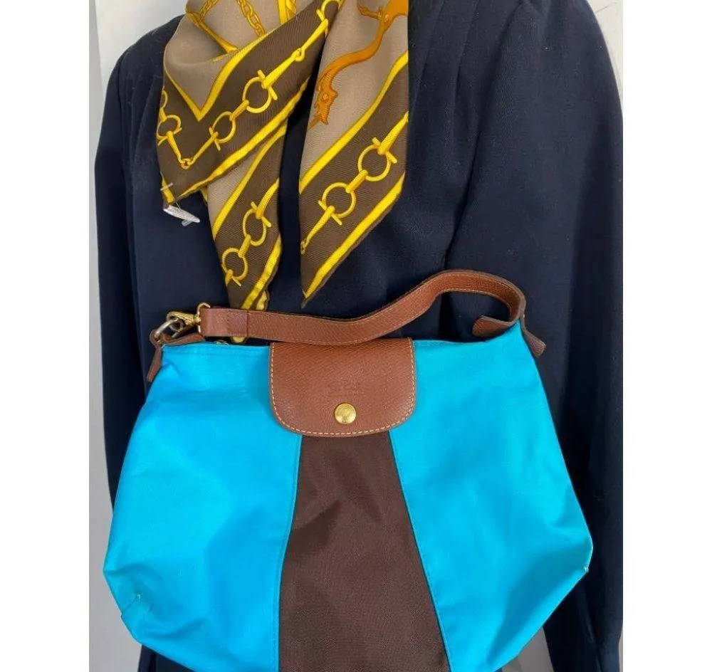 Longchamp  Blue Black Medium Nylon Shopping Tote - Image 12