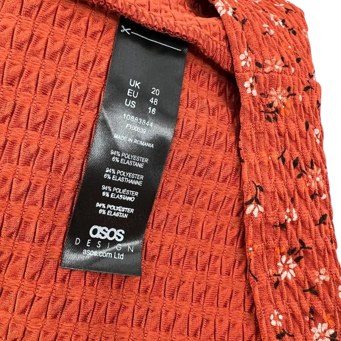 Asos Maternity Wrap Dress Floral Print Long Sleeve Rust Orange Size US 16 - Image 13