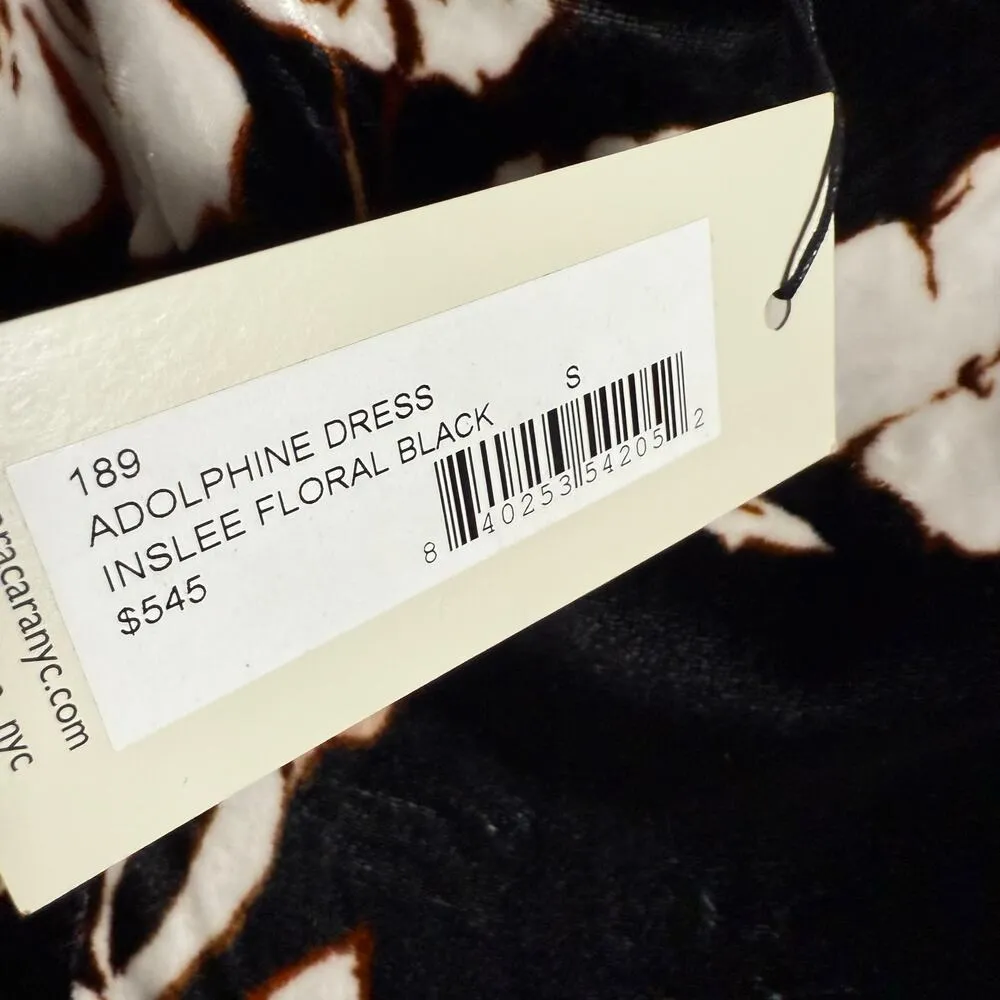 Cara Cara Adolophone Black Floral Print Velvet Square Neck Mini Dress Size Small - Image 13